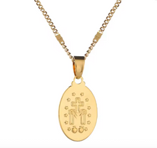 Cargar imagen en el visor de la galería, Cadena Virgen Medalla Milagrosa Oro 18k | Llena de Gracia Ecuador