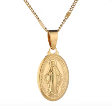 Cargar imagen en el visor de la galería, Cadena Virgen Medalla Milagrosa Oro 18k | Llena de Gracia Ecuador