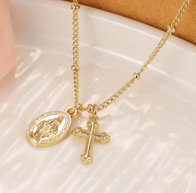 Load image into Gallery viewer, Virgen Maria y Cruz, Oro 18k