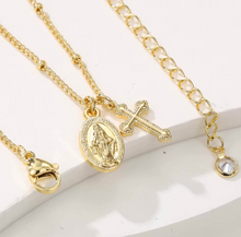 Load image into Gallery viewer, Virgen Maria y Cruz, Oro 18k