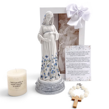 Cargar imagen en el visor de la galería, Virgen de la Dulce Espera Iris, figura religiosa pintada a mano | Llena de Gracia Ecuador