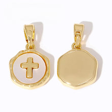 Cargar imagen en el visor de la galería, Mini cruz circular, Oro 14k