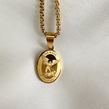 Cargar imagen en el visor de la galería, Cadena con Medalla de San Miguel Arcángel y Ángel de la Guarda en Baño de Oro 14k