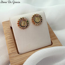 Load image into Gallery viewer, Aretes de Virgen de Guadalupe Oro 14K