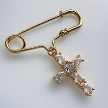 Cargar imagen en el visor de la galería, Pin Cruz Mosaico, Oro 14k