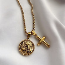 Cargar imagen en el visor de la galería, Cadena Cruz de Maria, Oro 14k