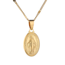Load image into Gallery viewer, Cadena con dije de la Virgen Milagrosa en oro 18k de Llena de Gracia, diseño elegante y atemporal para regalo.