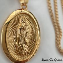 Cargar imagen en el visor de la galería, Cadena con medallón Guadalupano chapado Oro 14k