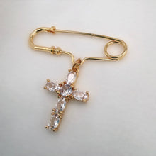 Cargar imagen en el visor de la galería, Pin Cruz Mosaico, Oro 14k
