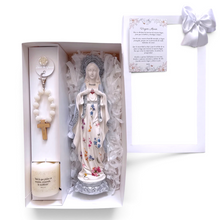Load image into Gallery viewer, Virgen del Inmaculado Corazón, figura religiosa pintada a mano | Llena de Gracia Ecuador
