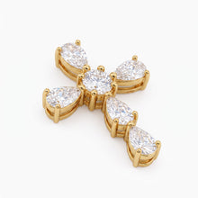 Cargar imagen en el visor de la galería, Pin Cruz Cristal, Oro 18k
