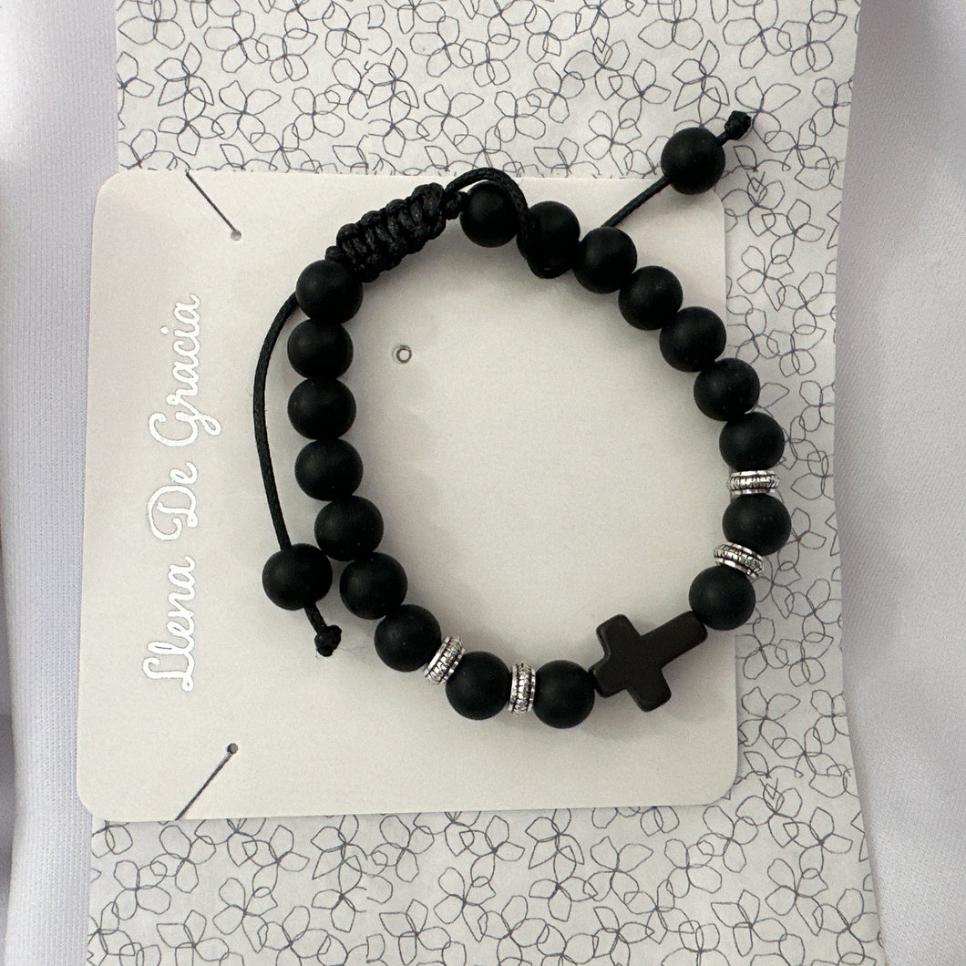 Pulsera Cruz Negra/Cafe