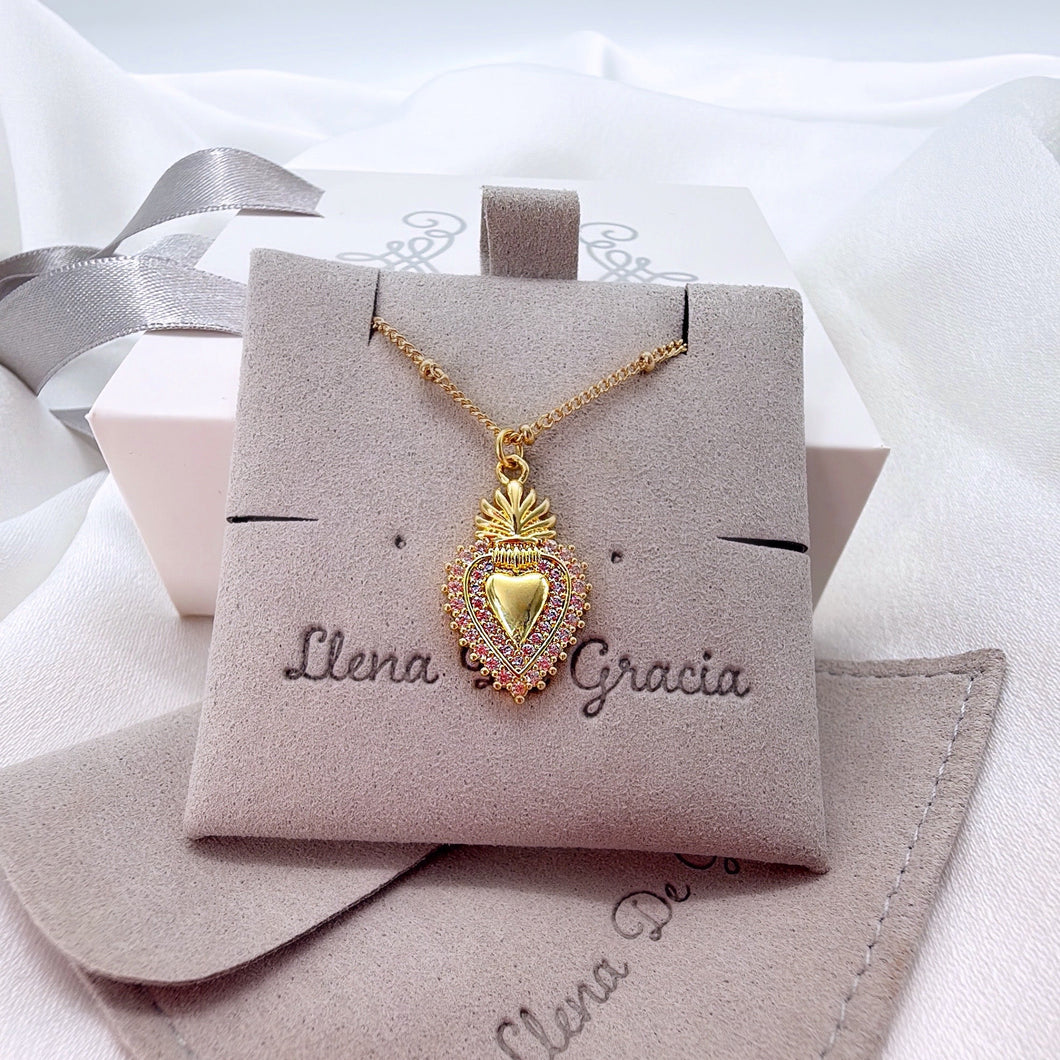 Cadena con Sagrado Corazón, Mini cristales