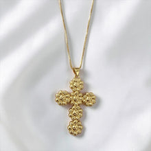 Load image into Gallery viewer, Cruz Floreada, Perlas y Oro 18k
