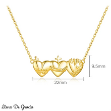 Load image into Gallery viewer, Cadena 3 Sagrados Corazones, baño en Oro 18k
