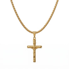 Load image into Gallery viewer, Cadena con colgante de Cristo Llena de Gracia en oro de 18k, ideal para primera comunión infantil.
