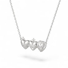 Cargar imagen en el visor de la galería, Collar Llena de Gracia con dije de tres corazones sagrados en plata esterlina con cadena delicada y brillante
