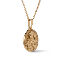 Cargar imagen en el visor de la galería, Llena de Gracia 18k gold pendant necklace featuring Saint Anthony of Padua holding the Christ Child
